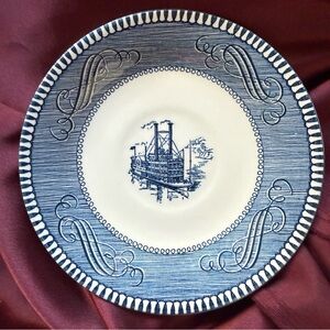 Royal China Currier & Ives Low Water in the Mississippi Steamboat pattern Saucer